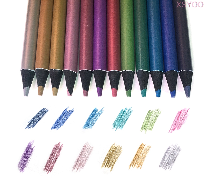Brutfuner 12pcs Metallic Colored Pencils lapis de cor profissional Golden Color Pencil for School Sketch Painting Gifts