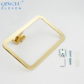 QINGYU ELEVEN Square Towel Rings Luxury Gold Polished Stainless Steel Wall-Mounted Towel Hooks Towel Rings for Bathroom