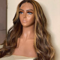 Highlight Lace Front Human Hair Wigs Honey Blonde Body Wave Wig Brazilian Ombre Brown Remy Pre Plucked 13x1 Lace Part for Women