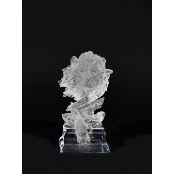 Crystal Transparent Power Lion Sculpture small decoration