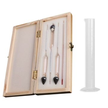 Hydrometer Tester Vintage measuring bottle wooden box Set Tools Alcoholmeter Alcohol Meter Wine Concentration Meter Au22 19