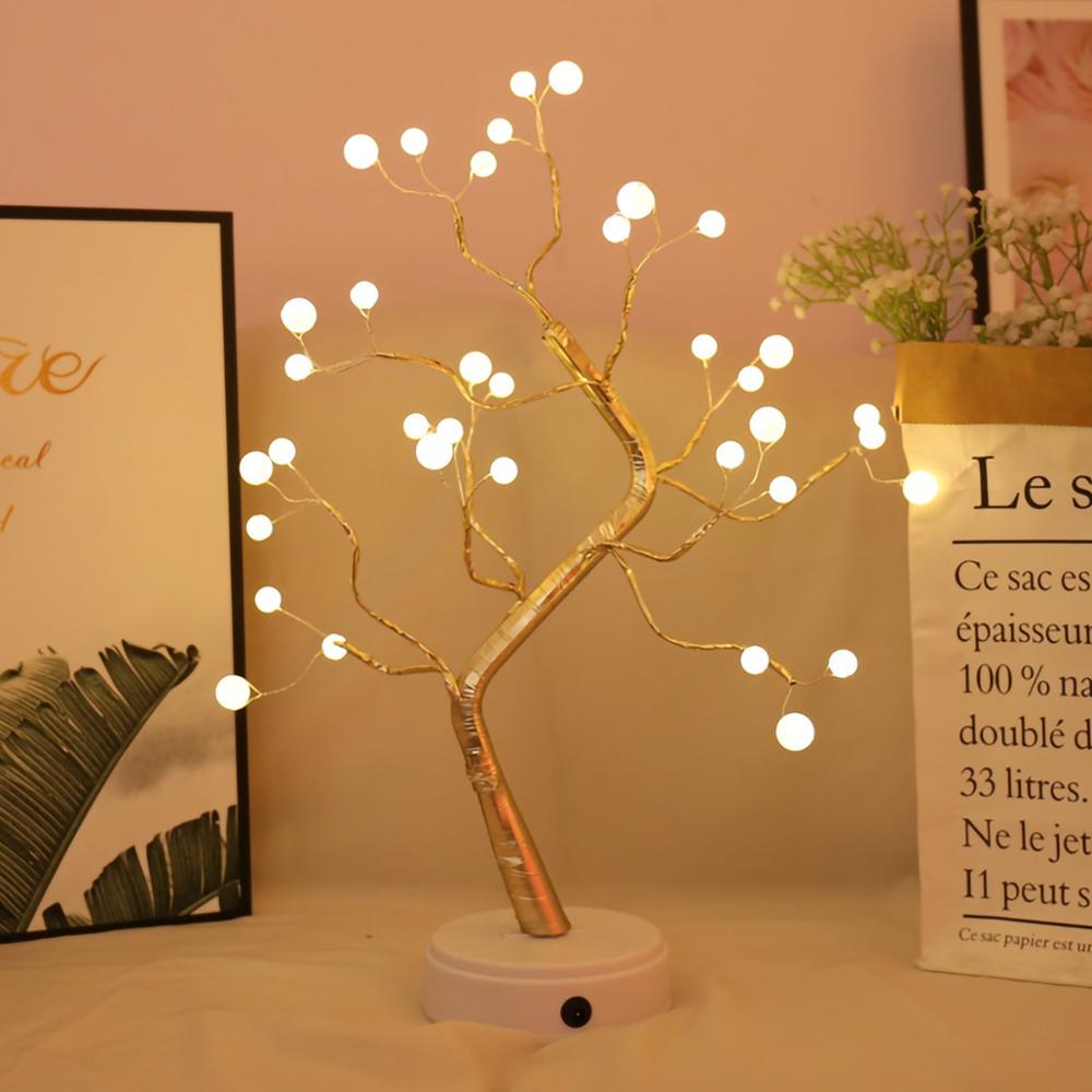 LED Night Light Mini Christmas Tree Fairy Lights Copper Wire Garland Lamp For Home Kids Bedroom Decor Luminary Holiday lighting