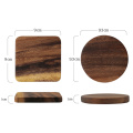 4Pcs Wood Cup Coasters Mug Pad Wooden Coaster Set Round Square Wood Cup Mat Table Placemats for Mugs Kitchen Table Accessories