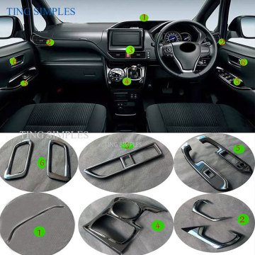 For Toyota Voxy Noah R80 2014- 2018 Black Baking Paint Inner Door Window Bottons AC Vent Outlet Gear Frame Trim Covers Interior