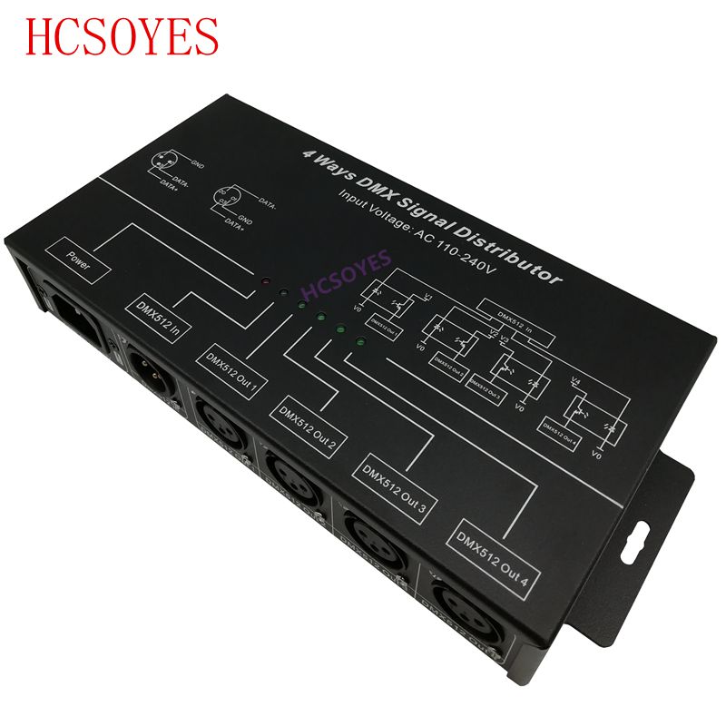 DMX124 AC100V-240V input DMX512 amplifier Splitter DMX signal repeater 4CH 4 output ports DMX signal distributor