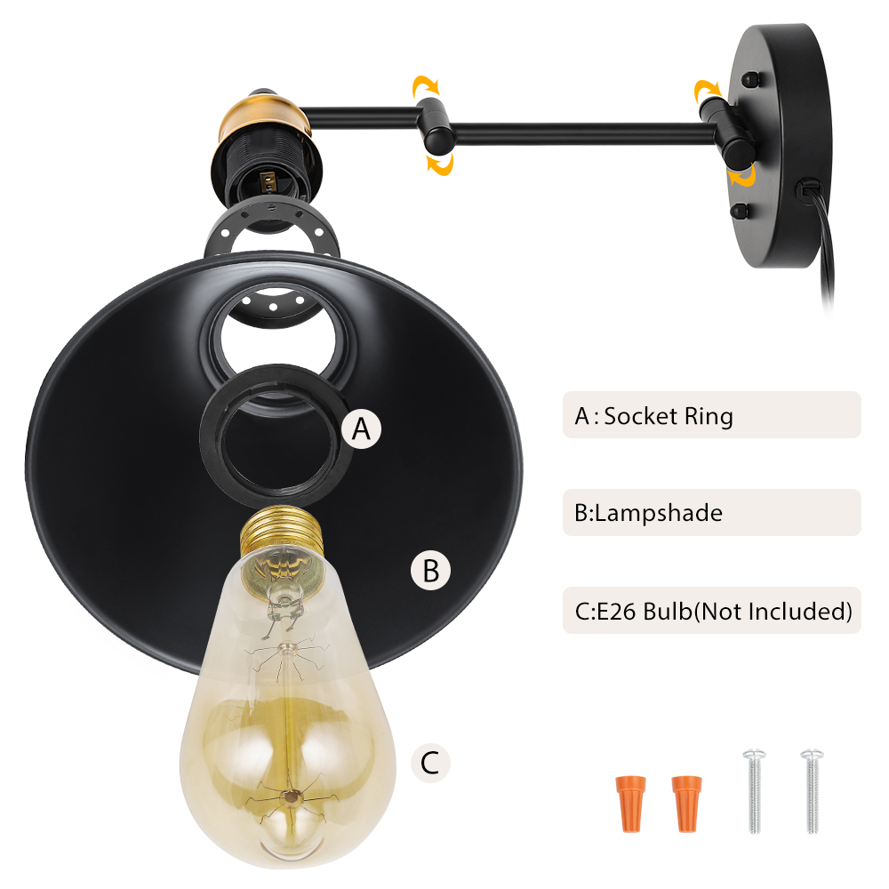 Adjustable Swing Arm Plug-In Wall Lamp