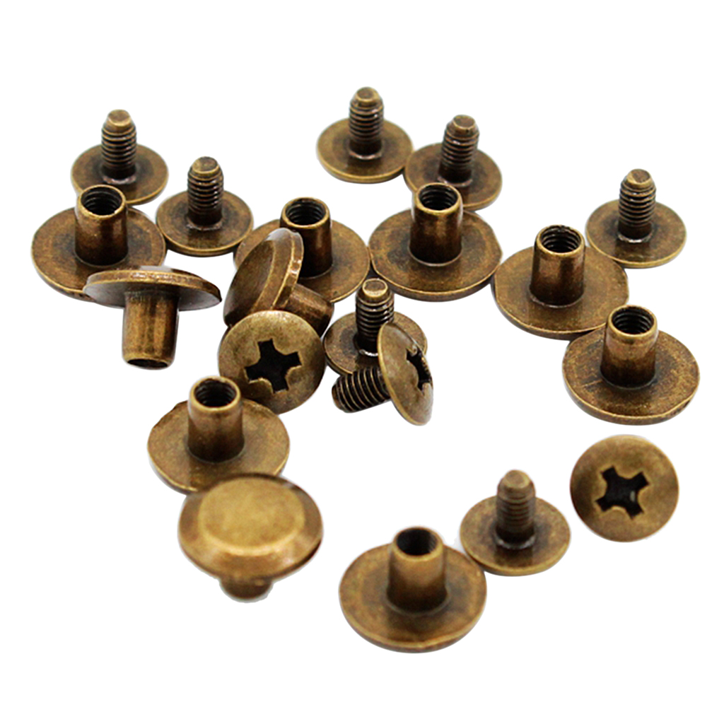10Pcs Gold Tone Binding Chicago Screws Nail Rivets Studs For DIY Art Crafts Belt Strap Fastener Screwback 10 X 5mm