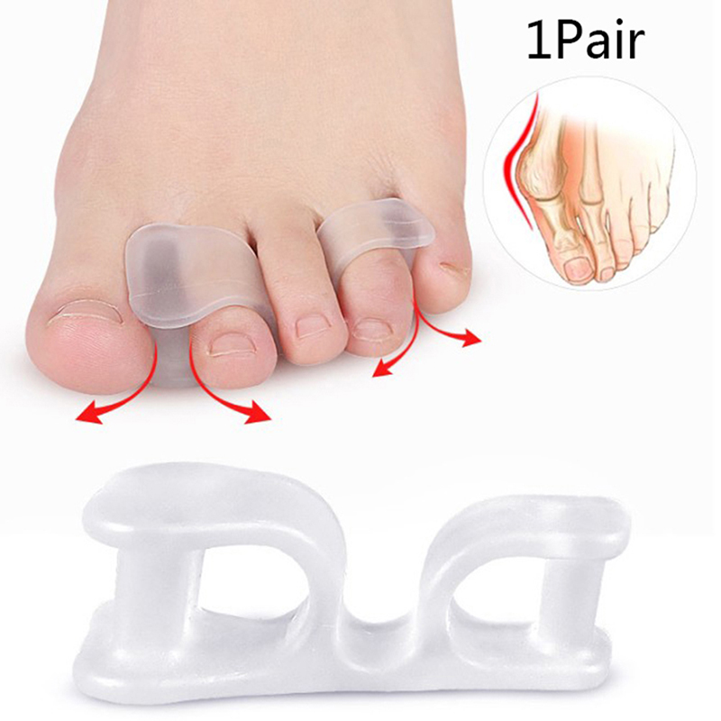 2Pcs Big Toe Two Hole Thumb Valgus Silicone Gel Foot Fingers Protector Corrector Pedicure Foot Care Tool Toe Separator