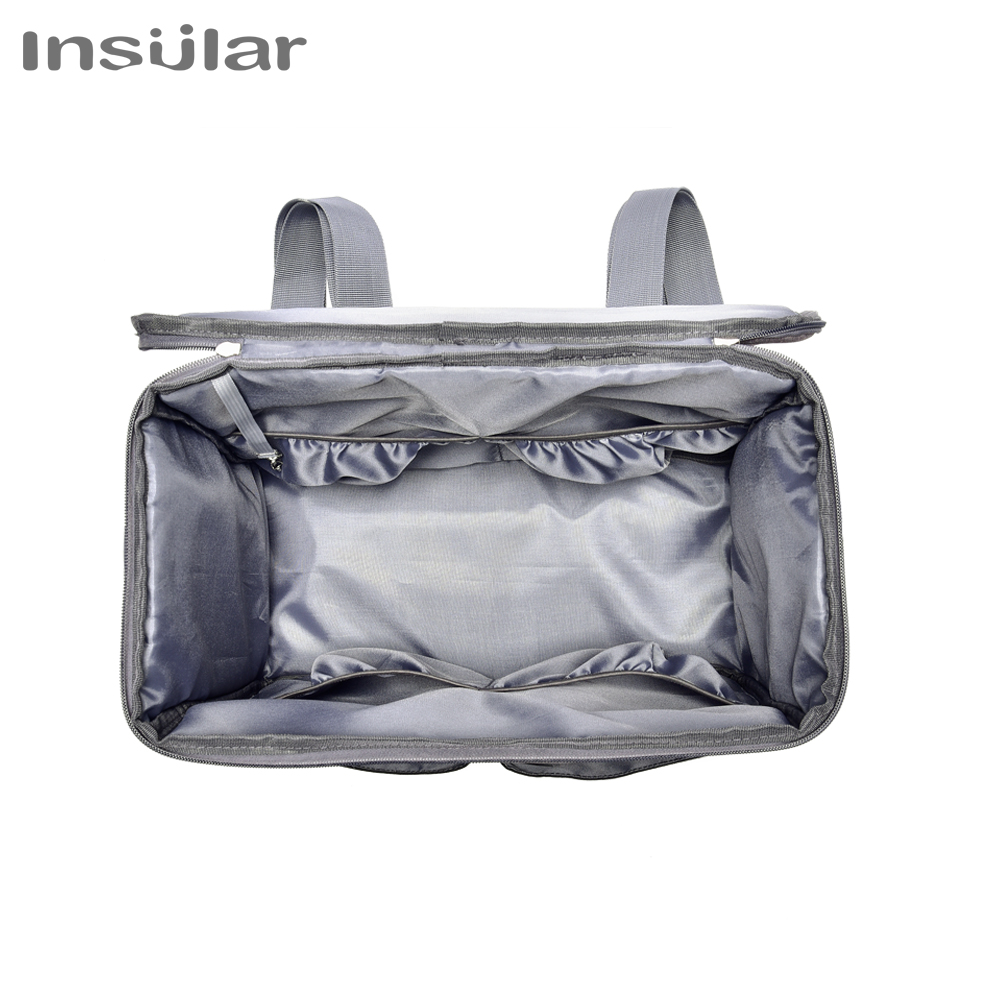 Insular Baby Diapers Bag Outdoor Travel Mommy Bag for Stroller Large Capacity Insulation Nursing Bag Polyester Solid Diaper Bag