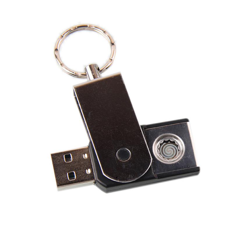 2019 New Mini compact keychain smart double-sided cigarette lighter creative USB charging windproof lighter