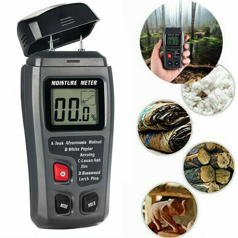 Gray Wood Moisture Meter Digital LCD Humidity Detector Timber Equipment