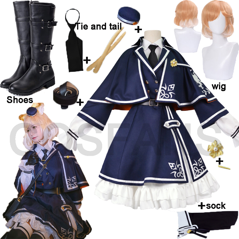 Game Arknights Mousse Frncat Cosplay Costume Women Cosplay Hearo Lolita Dress Halloween Carnival Party Costumes Wigs and shoes