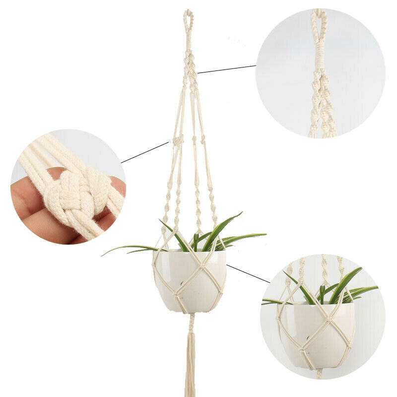 Large Pot Holder Macrame Plant Hanger Hemp Rope Braided Hanging Planter Basket