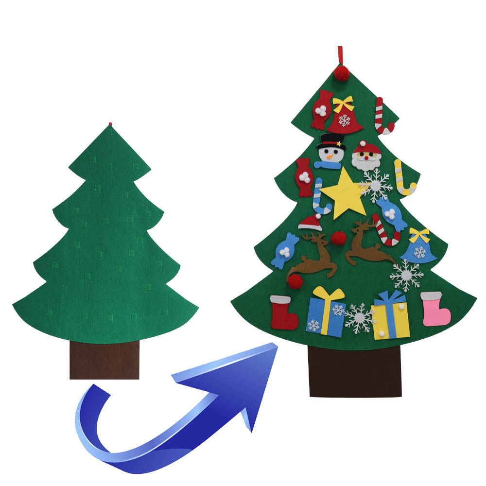 DIY Felt Christmas Tree  Artificial Tree Wall Hanging Ornaments Christmas Decoration for New Year Gifts Kids Toys Home