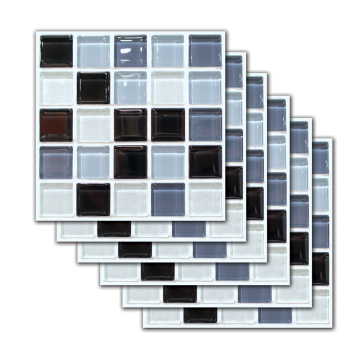 6 Pcs Household Black Mosaic Wall Stair Tile Sticker Bathroom Kitchen Decor Self-adhesive Stickers Waterproof Tool