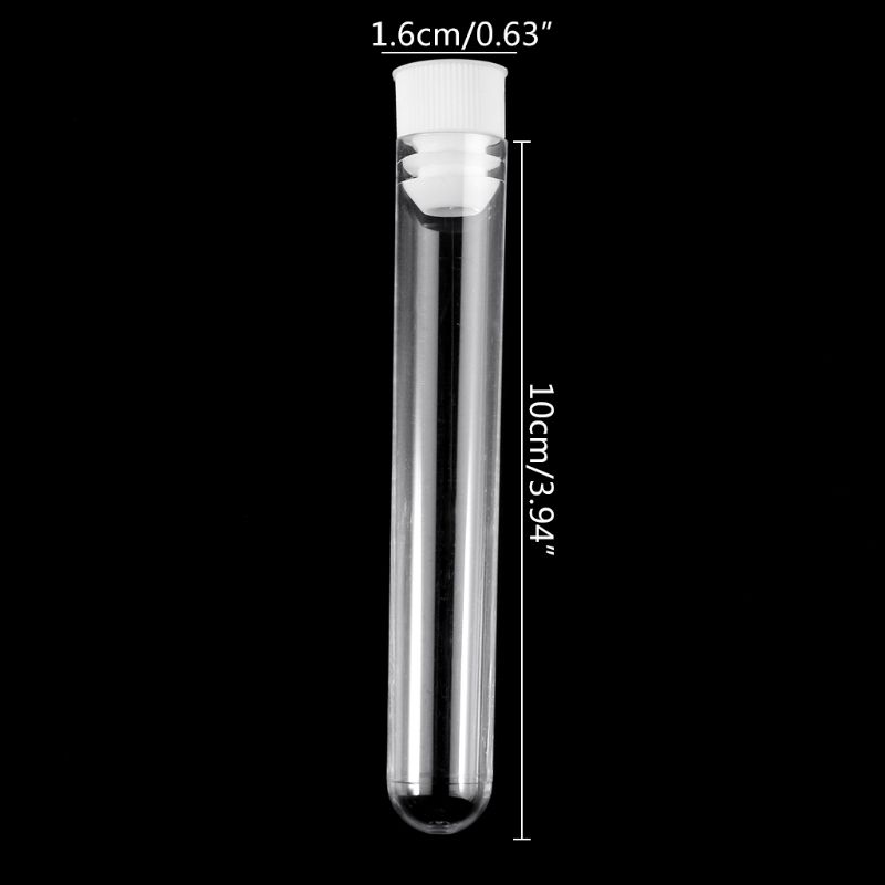 10Pcs/set Transparent Plastic Test Tubes Lab Test Tool With Screw Cap 16x100mm