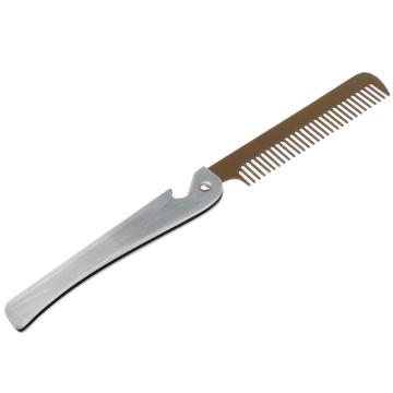 Steel Handle Premium Folding Comb for Men Beard Shaving Template, Pocket Size Comb, Mustache Shaping Styling Comb