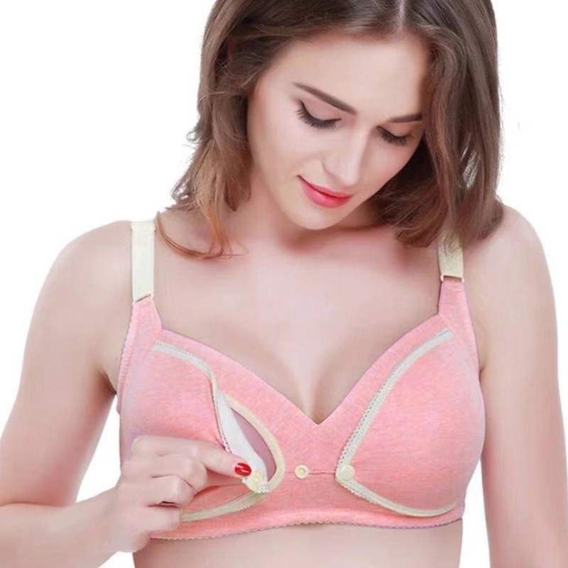 Women Maternity Feeding Nursing Bra Pregnancy Open Front Buckle Breastfeeding Bralette Wireless Lightly Padded Underwear