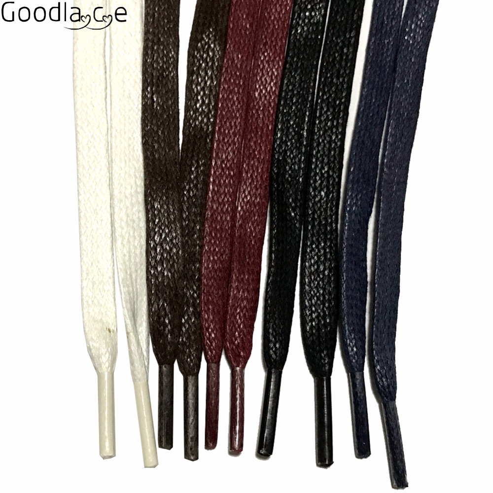 110cm / 43" of Unisex Flat Shoelaces Waxed Cotton Shoe Laces Cord 7mm wide 4 Colors for Choice