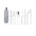 8PCS Stainless Steel Dinnerware Set Reusable Knife Fork Spoon Chopstick Cutlery Set Travel Outdoor Picnic Portable Tableware Bag