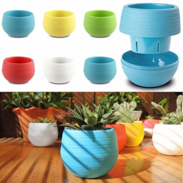 Mini Colourful Round Plastic Plant Flower Pots Home Office Decor Planter Creative Eco-friendly Garden Home Office#40