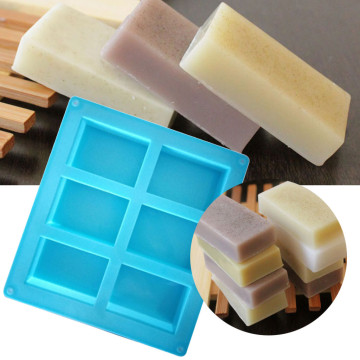 6 Cavity Plain Basic Rectangle Silicone Soap Mould Bake Mold Tray For Homemade DIY Craft Soap Mold Decor Cake Mould Tools