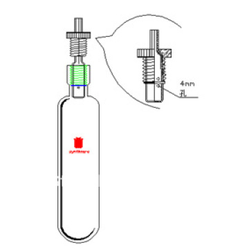 P240006 pressure vessel heavy wall, with a guide gas / vacuum Interface,Capacity:120ml, diameter*Length:46*130mm