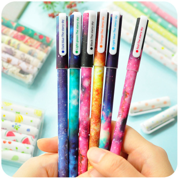 6 Color Gel pen set Starry prints Floral Roller ball pens 0.38mm Stationery Caneta escolar Office material school supplies A6244