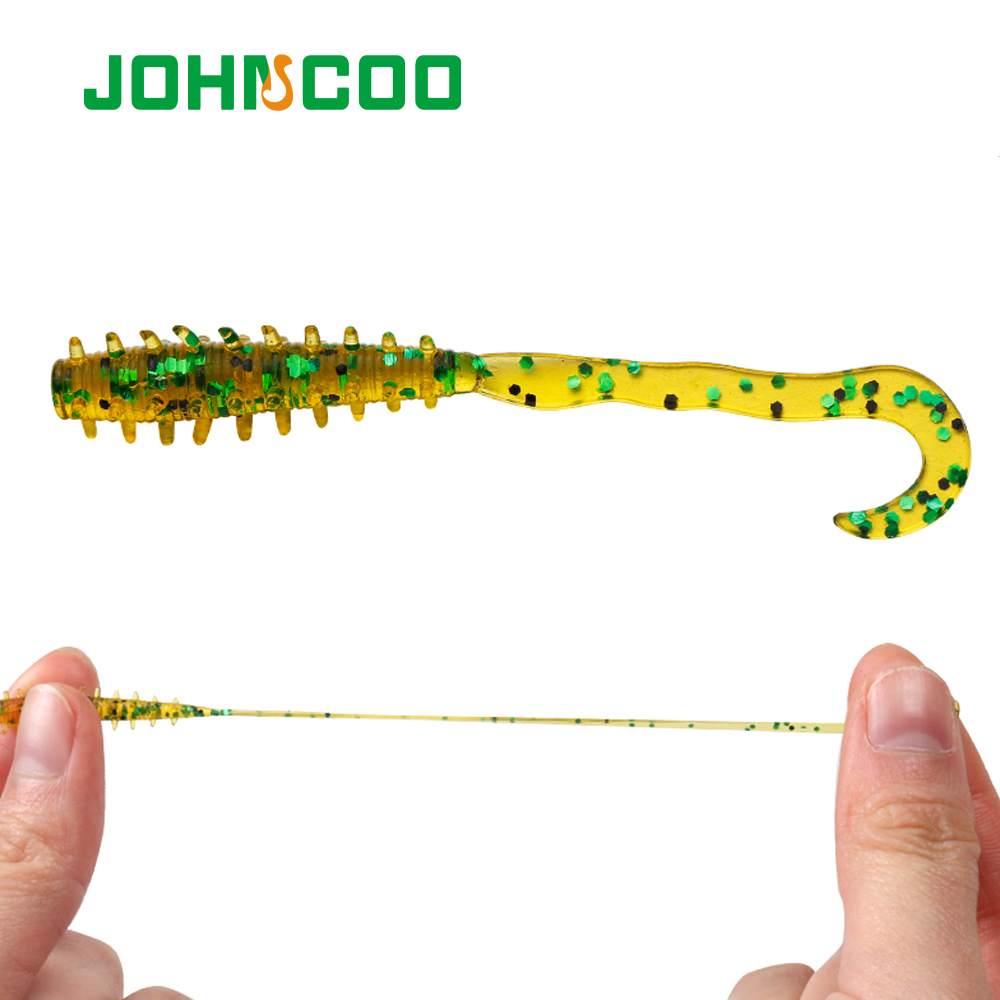 JOHNCOO 24pcs 50mm 0.4g Silicone Fishing Lure Rubber Artificial Worm Bait TPR Wobblers Swimbait Ocean Rock Fishing Lure
