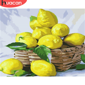 HUACAN Paint By Number Fruit DIY Pictures By Numbers Lemon Kits Drawing On Canvas Hand Painted Painting Art Gift Home Decor