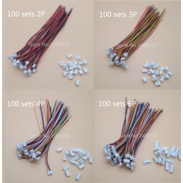 100 Sets Micro JST 1.25mm 1.25 JST 2P 3P 4P 5P 6P 7P 8P 9P 10Pin Female Connector Plug + Male Plug With Wire