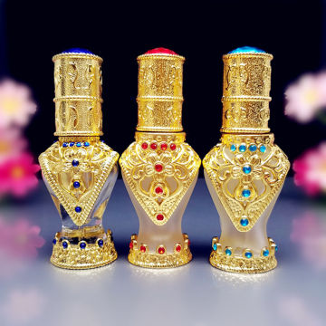 1PC 8ml Arab Style Metal Glass Bottle Perfume Essential Oils Container with Glass Dropper Middle East Stopper Bottle