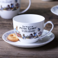 Quality Cartoon Rabbit England Style 2pcs/set Bone China Coffee Tea Cup Saucer Set 250ML ceramic drinkware Home Kitchen Gift