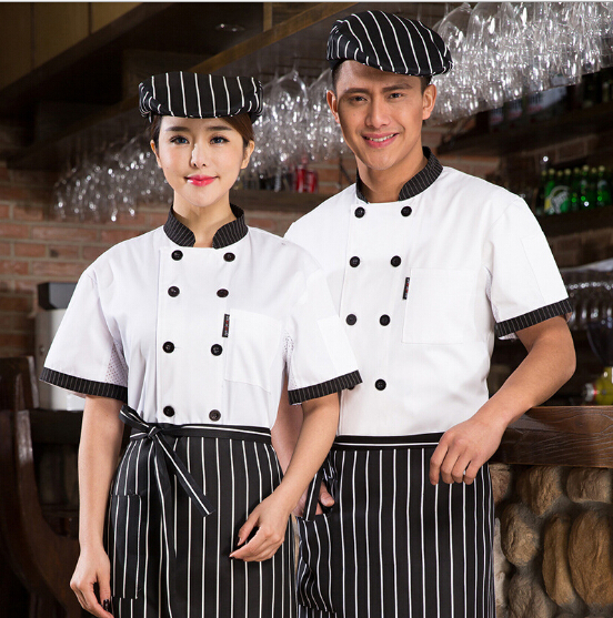 Chef Jacket Wear Short Sleeved Double Breasted Top Summer Hotel Restaurant Kitchen Chef Uniform veste de cuisine femme