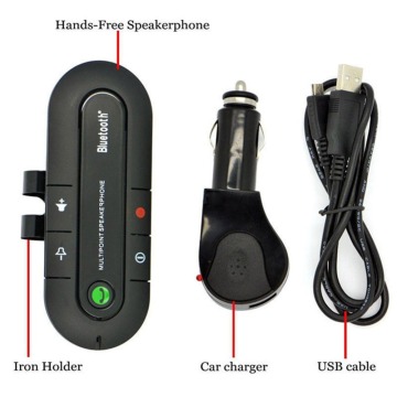 Bluetooth Handsfree Car Kit Wireless Bluetooth Speaker Phone MP3 Music Player Portable Useful Clip Speakerphone With Car Charger