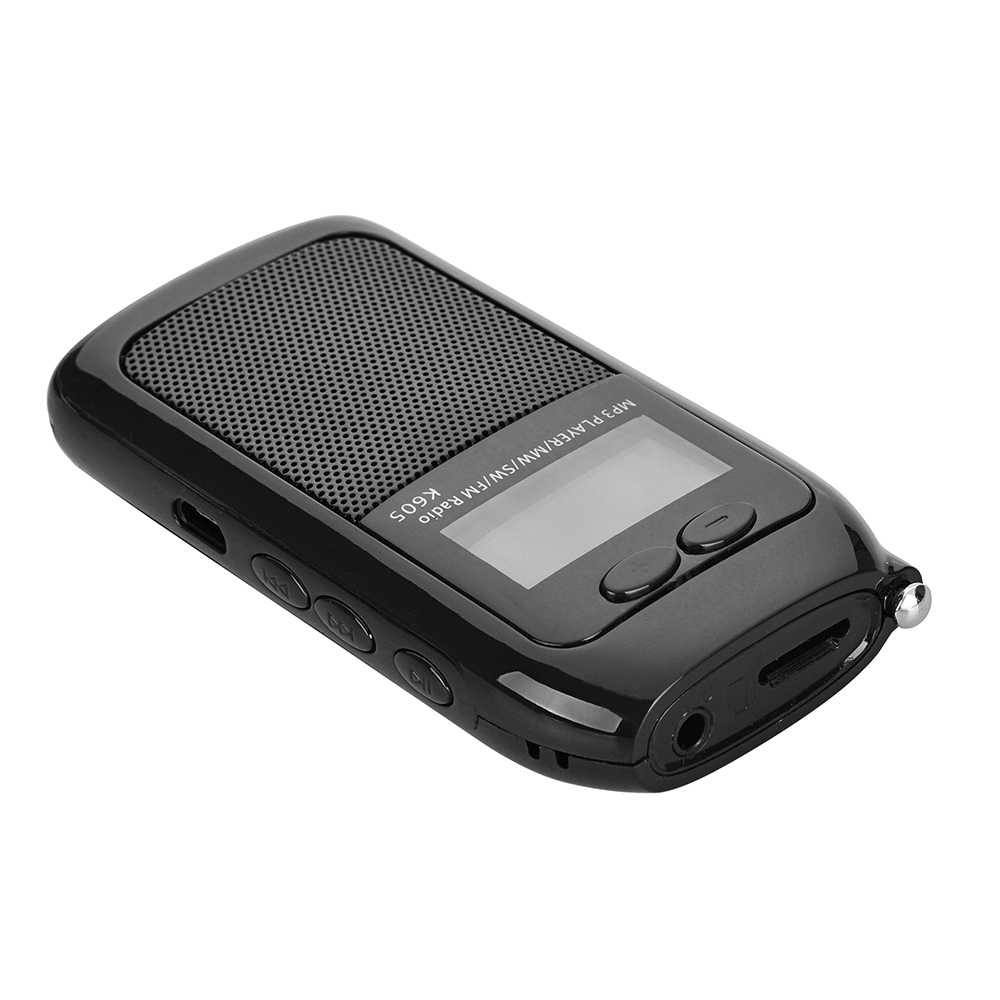 K605 Mini Pocket Radio STEREO FM AM SW MW Digital Tuning Radio Receiver MP3 Music Player Rechargeable Battery Portable Radio