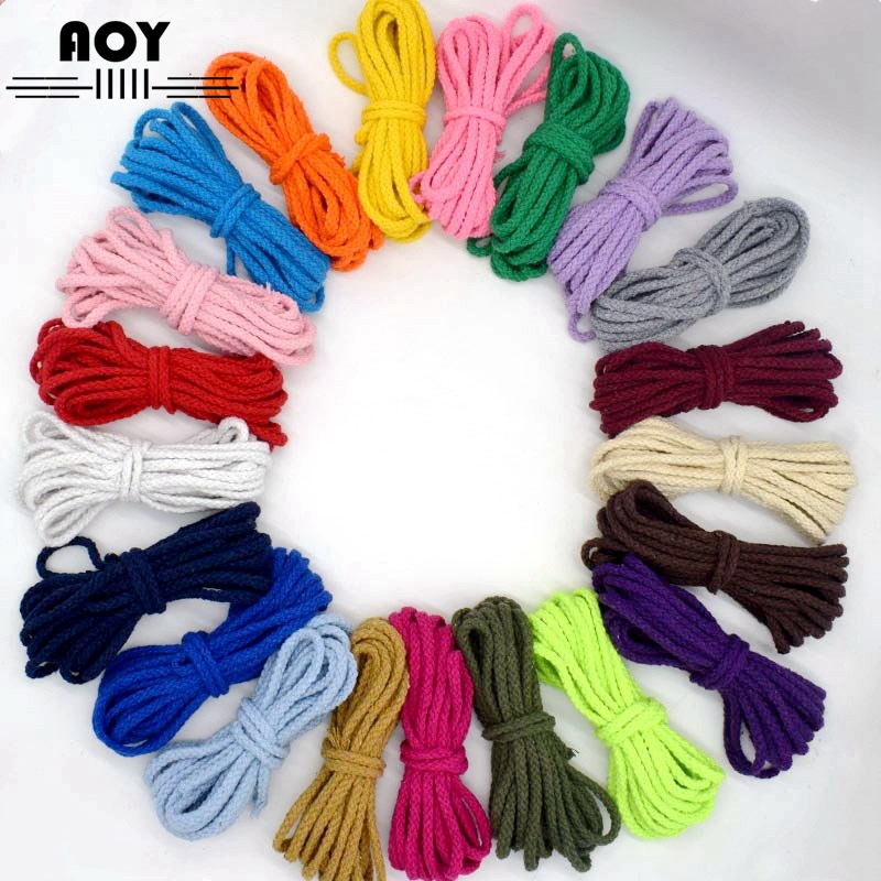 5mm Cotton Rope Craft Decorative Twisted Round Cord For DIY Sewing Handmade Home Textile Decoration Lanyard Thread Cords