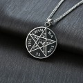 Tetragrammaton Pentagram Pendant Men Medallion Necklace Oxidized Solomon Charm Vantage Man Colar