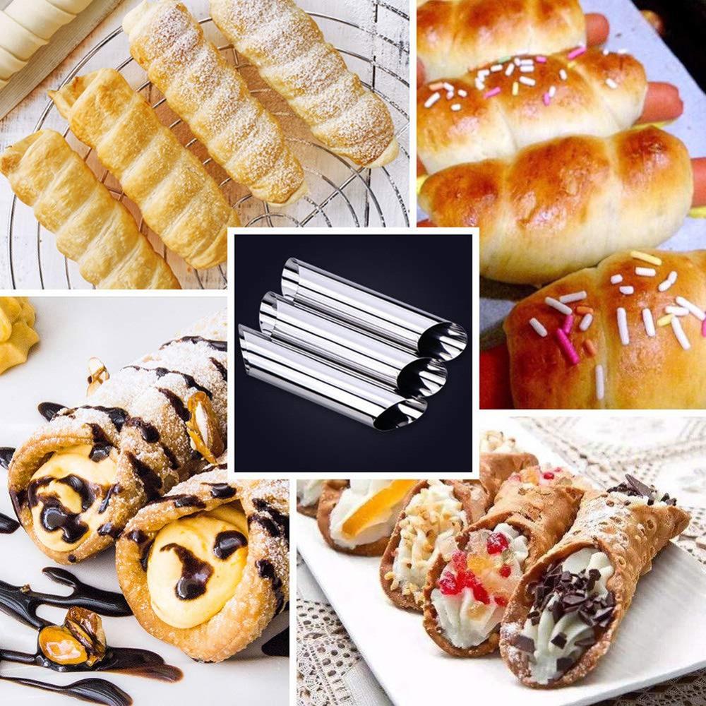 20Pcs Cream Horn Molds Stainless Steel Cannoli Tubes Pastry Dessert Waffle Cone Roll Croissant Mold Tool