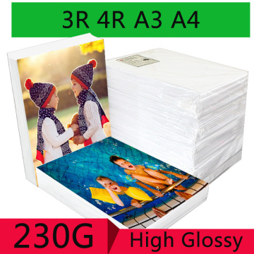 100 Sheets/package 3R 4R A3 A4 High Gloss Photo Paper for Inkjet Printer Photo Studio Photographer Image Printing Glossy Paper
