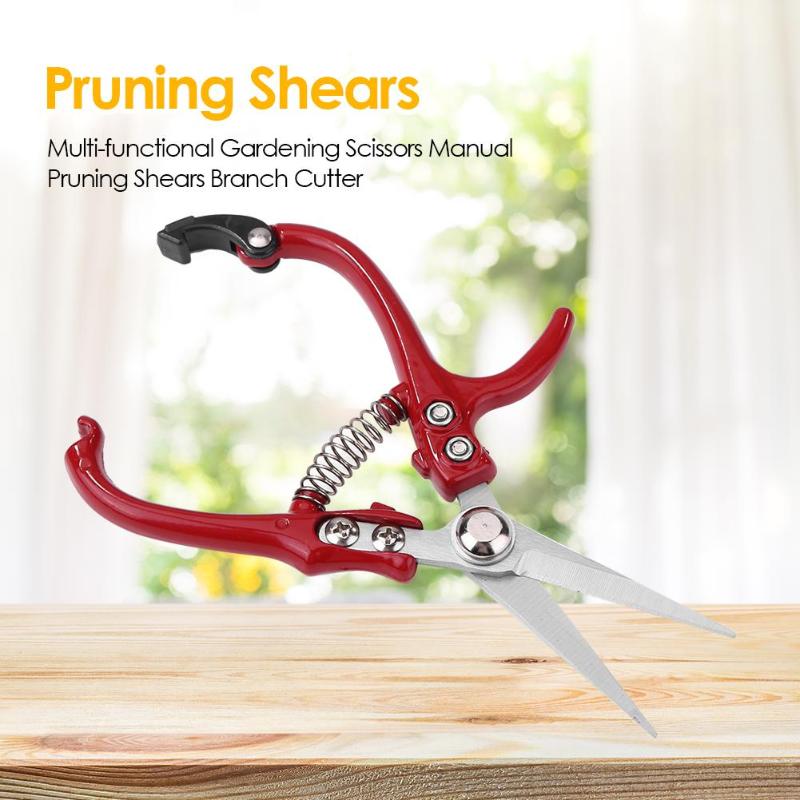 Garden Shearing Pruner Multi-functional Tree Cutter Scissors Safety Buckle Stainless Steel Spring Grass Flower Shear Tool