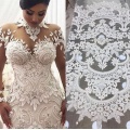 LFY Off White Rayon Top quality Bridal Embroidery Lace fabric Nigerian African French Chantilly Lace Fabric ,Mesh Tulle Fabric