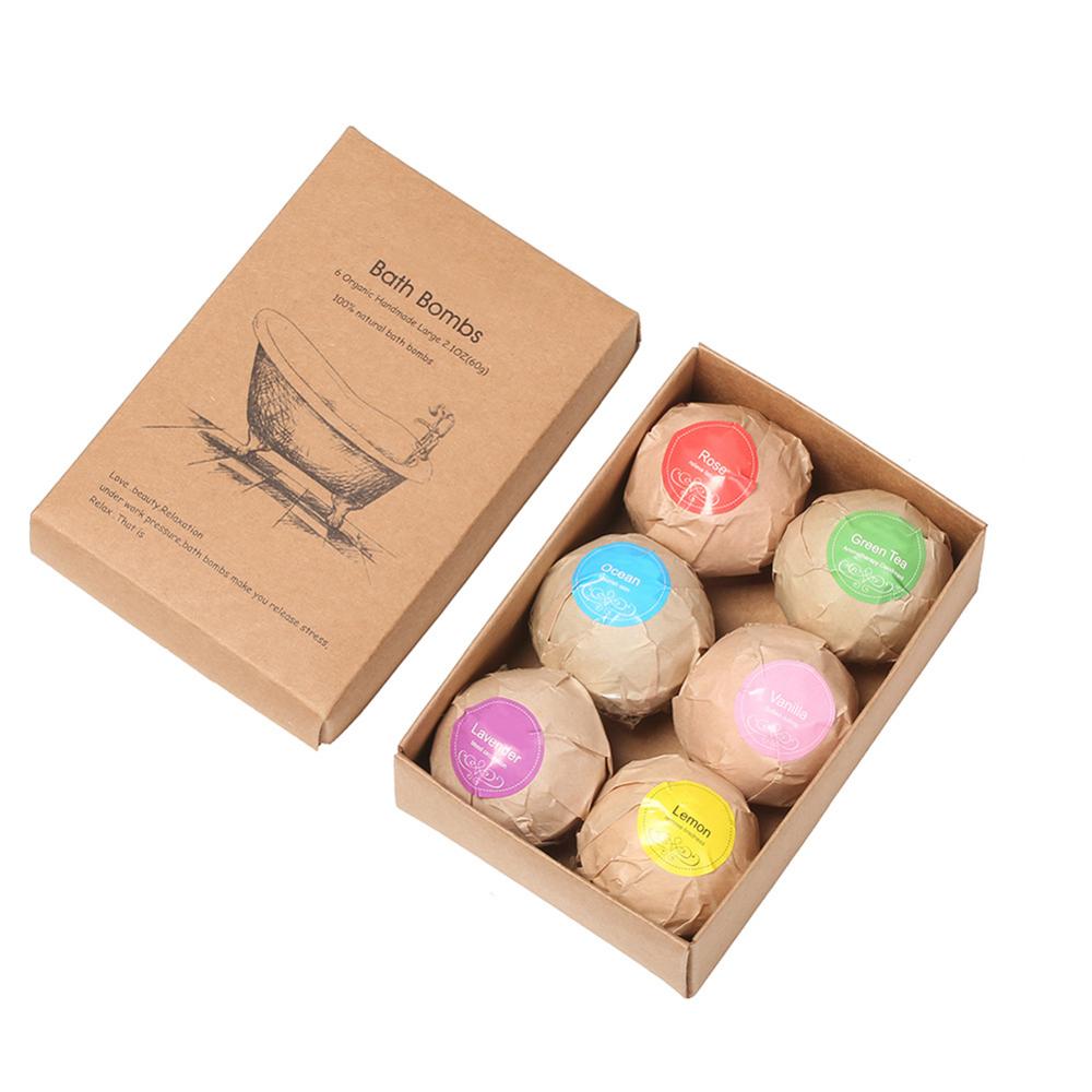 6pcs Bath Bomb Skin Whitening Bath Salt Body Moisturizing Bath Bombs Ball Natural Bubble Bath Salt Ball Gift Set Spa