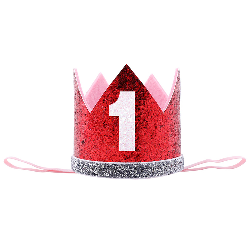 Baby Shower 1st Birthday Decor Party Supply Silver Birthday Crown Party Hats Kids Cute Girl Boy One Year Princess Crown Headband
