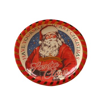 8 Pcs/Set Party Christmas Santa Claus Bronzing Disc Non-toxic Disposable Cake Holiday Party Round Shaped Paper Plate Paper Bowl