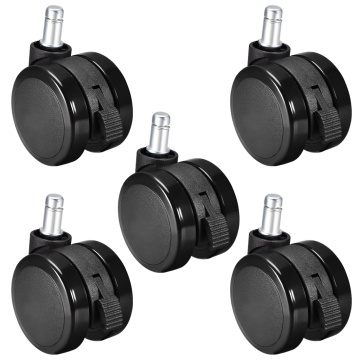 uxcell 5pcs Swivel Caster Wheels 2.35 Inch Pu Twin Wheel Push-in 11x22mm Stem Swivel Caster Black with Brake to art tables