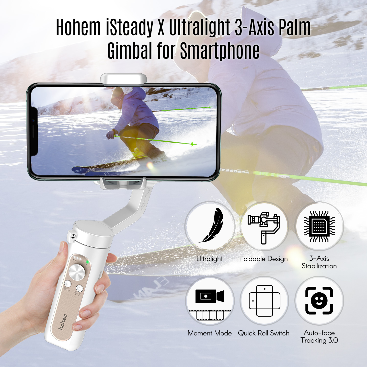 Hohem iSteady X Ultralight 3-Axis Palm Gimbal Handheld Stabilizer Foldable Design One-click Inception Mode for Smartphone