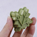 4 Pcs/set 4 Kinds of Leaf Shape Plastic Cookie Cutters DIY Fondant Cake Biscuit Mold Spring Plunger Baking Tools