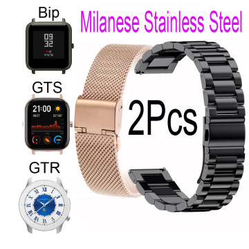 Milanese Stainless Steel Strap For Xiaomi Huami Amazfit Bip S U Lite GTS 2 Mini GTR 47mm 42mm Bracelet Band 20mm 22mm Watchband