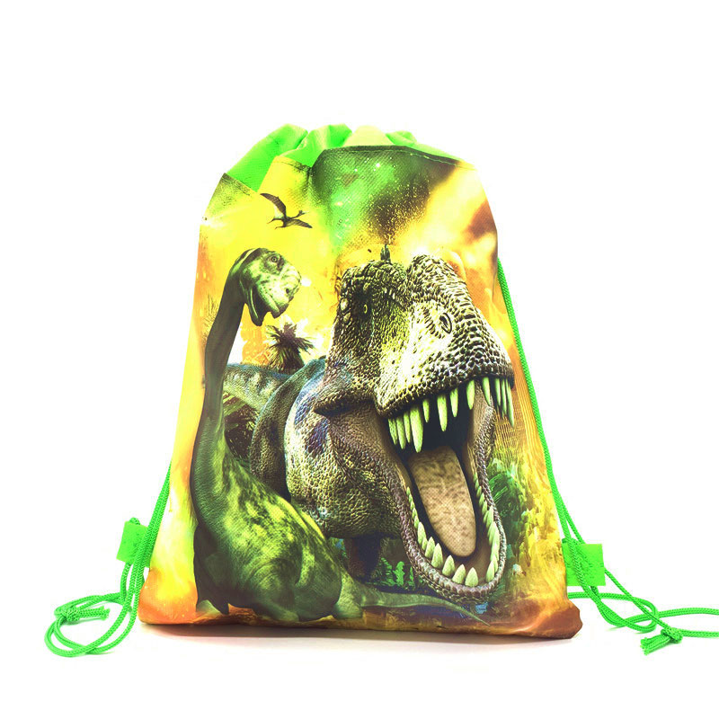 Cartoon Dinosaur Party Bags For Kids Birthday Drawstring Backpack Non-Woven Fabric Child School Bag Organizer Pouch Laundry Bag